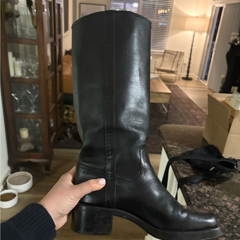 Reformation Black Leather Heeled Boots